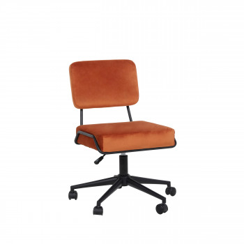 Smarden - Chaise de bureau à roulettes en velours