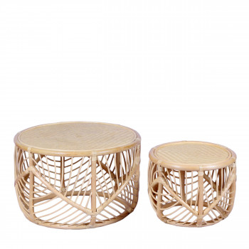 Asambi - 2 tables basses rondes gigognes en rotin