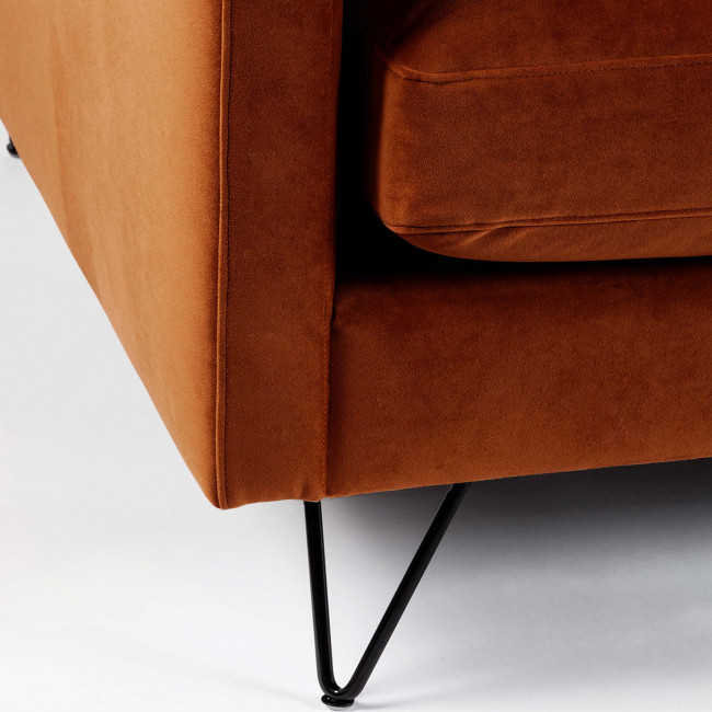 Villabon - Canapé en velours 4 places pieds noirs