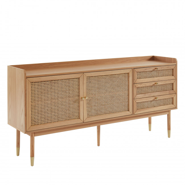 Bombong - Buffet 2 portes 2 tiroirs en bois et cannage L180cm