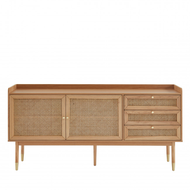 Bombong - Buffet 2 portes 2 tiroirs en bois et cannage L180cm