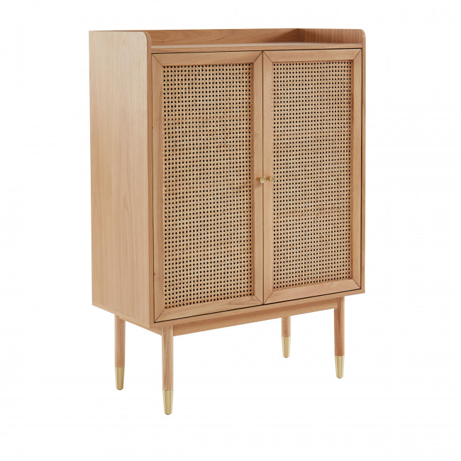 Bombong - Buffet haut 2 portes en bois et cannage L90cm