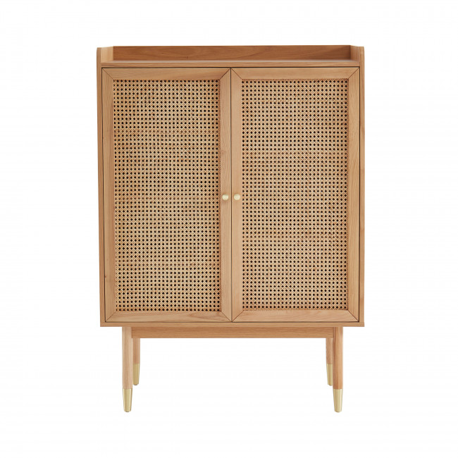Bombong - Buffet haut 2 portes en bois et cannage L90cm
