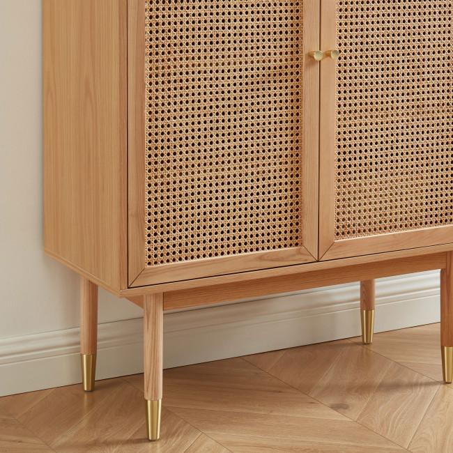 Bombong - Buffet haut 2 portes en bois et cannage L90cm