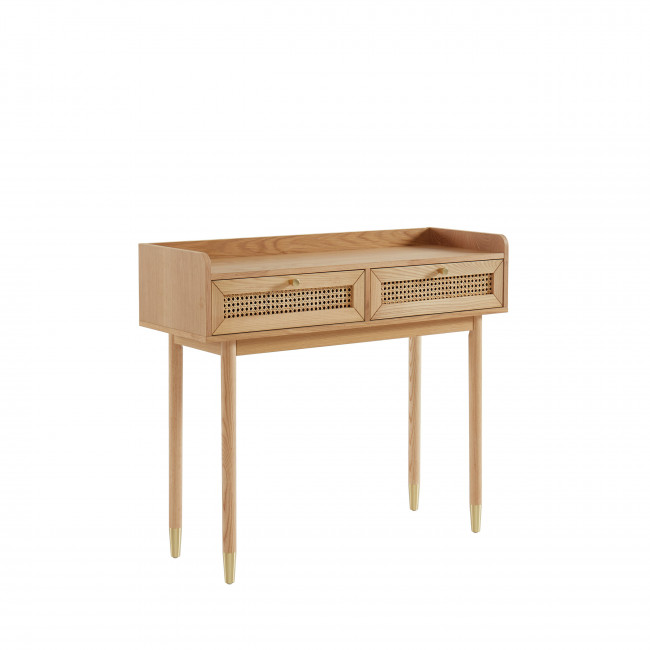 Bombong - Console 2 tiroirs en bois et cannage L100cm