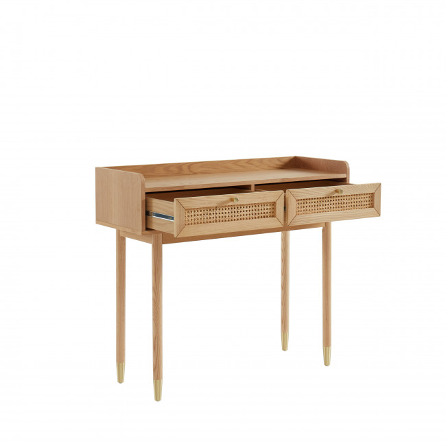 Bombong - Console 2 tiroirs en bois et cannage L100cm