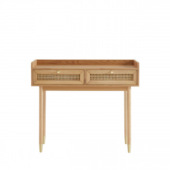 Bombong - Console 2 tiroirs en bois et cannage L100cm