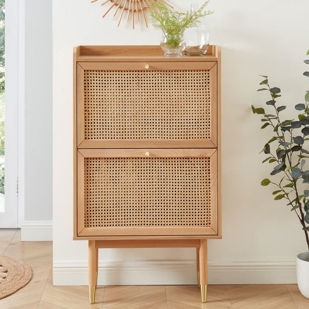 Meuble Chaussure Cannage,Meuble De Rangement À Chaussures En Bois