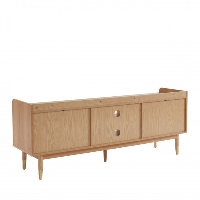 Bombong - Meuble TV 1 porte 2 tiroirs en bois et cannage L160cm