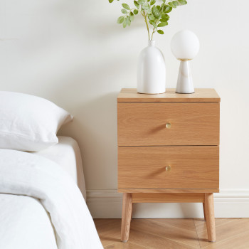 Grude - Table de chevet 2 tiroirs en bois