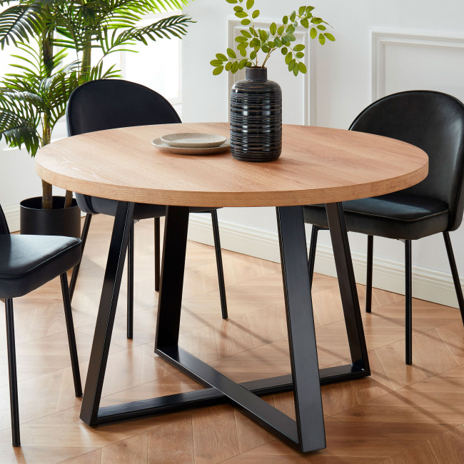 Longwick - Table à manger en bois et métal ø120cm