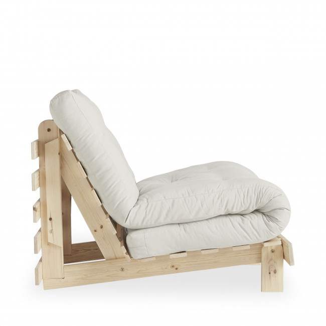 Roots - Fauteuil convertible 90x200 cm en bois naturel et tissu