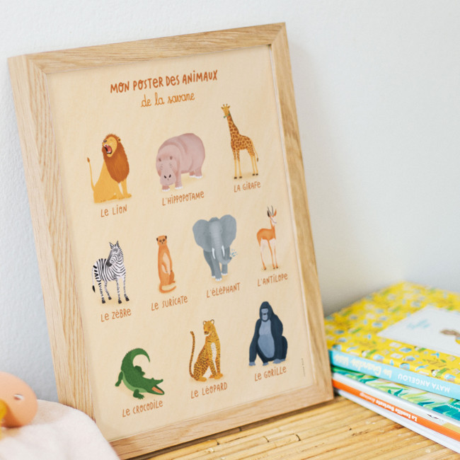 Poster des animaux de la savane - Affiche en papier