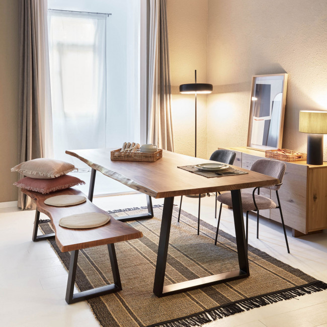Auxtina - 2 chaises en métal et velours côtelé