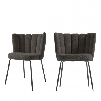 Aniela - 2 chaises coquillages en tissu bouclette
