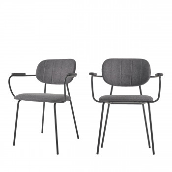 Auxtina - 2 chaises en métal et tissu