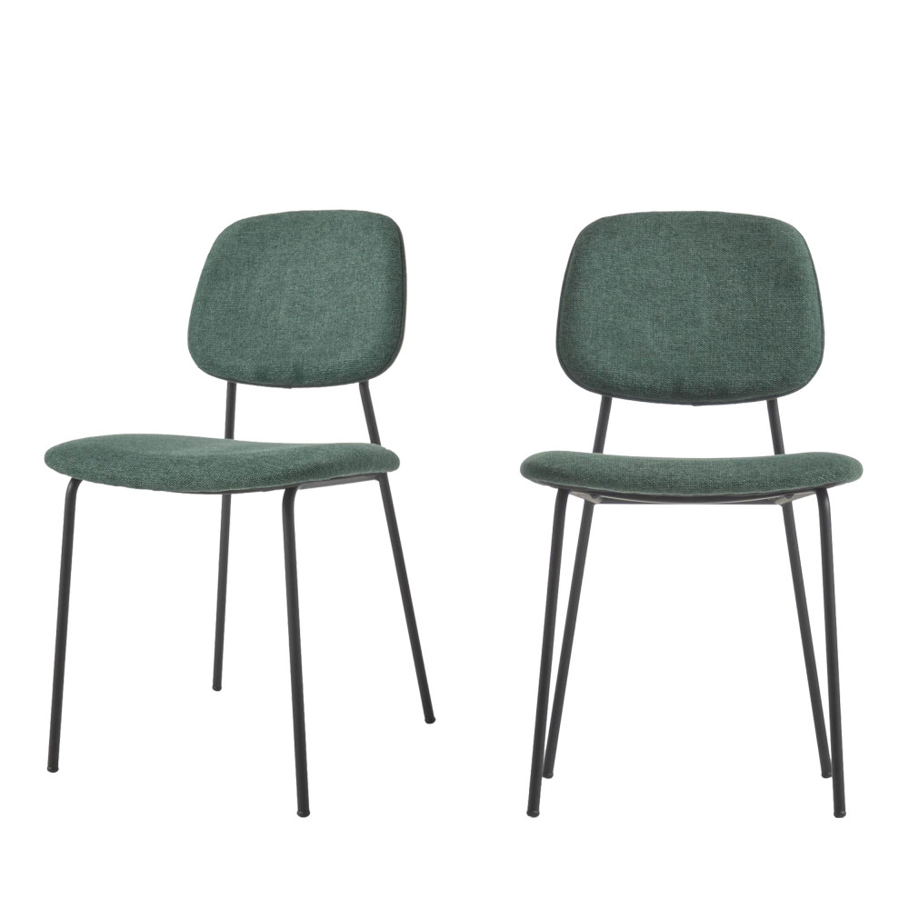 Benilda - Lot de 4 chaises en chenille et métal - Couleur - Vert forêt