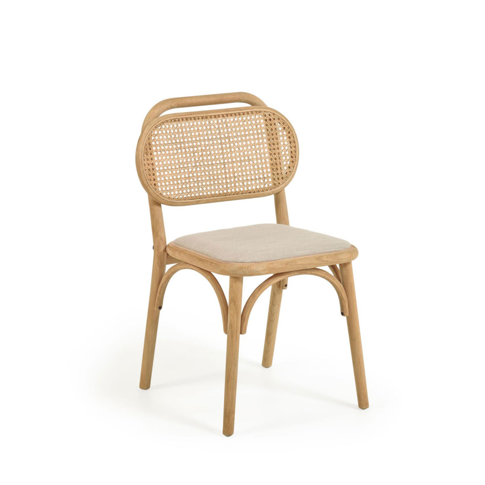 Doriane - Lot de 2 chaises en chêne et rotin - Couleur - Bois clair