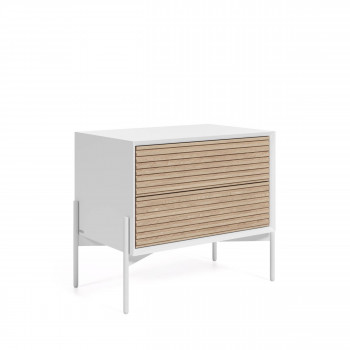 MARIELLE - Table de chevet en bois 2 tiroirs