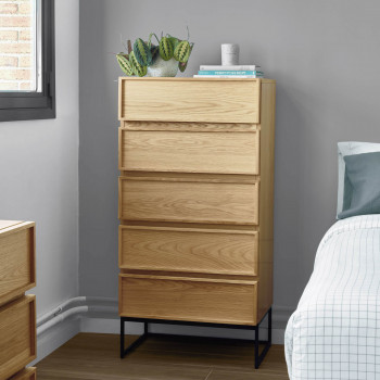 TAIANA - Commode haute en bois 3 tiroirs L60cm
