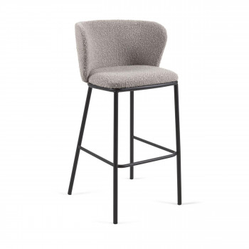 CISELIA - 2 tabourets de bar en tissu bouclette et métal H75cm