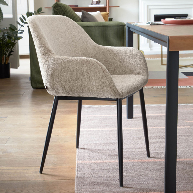 KONNA - 4 chaises en tissu chenille et métal