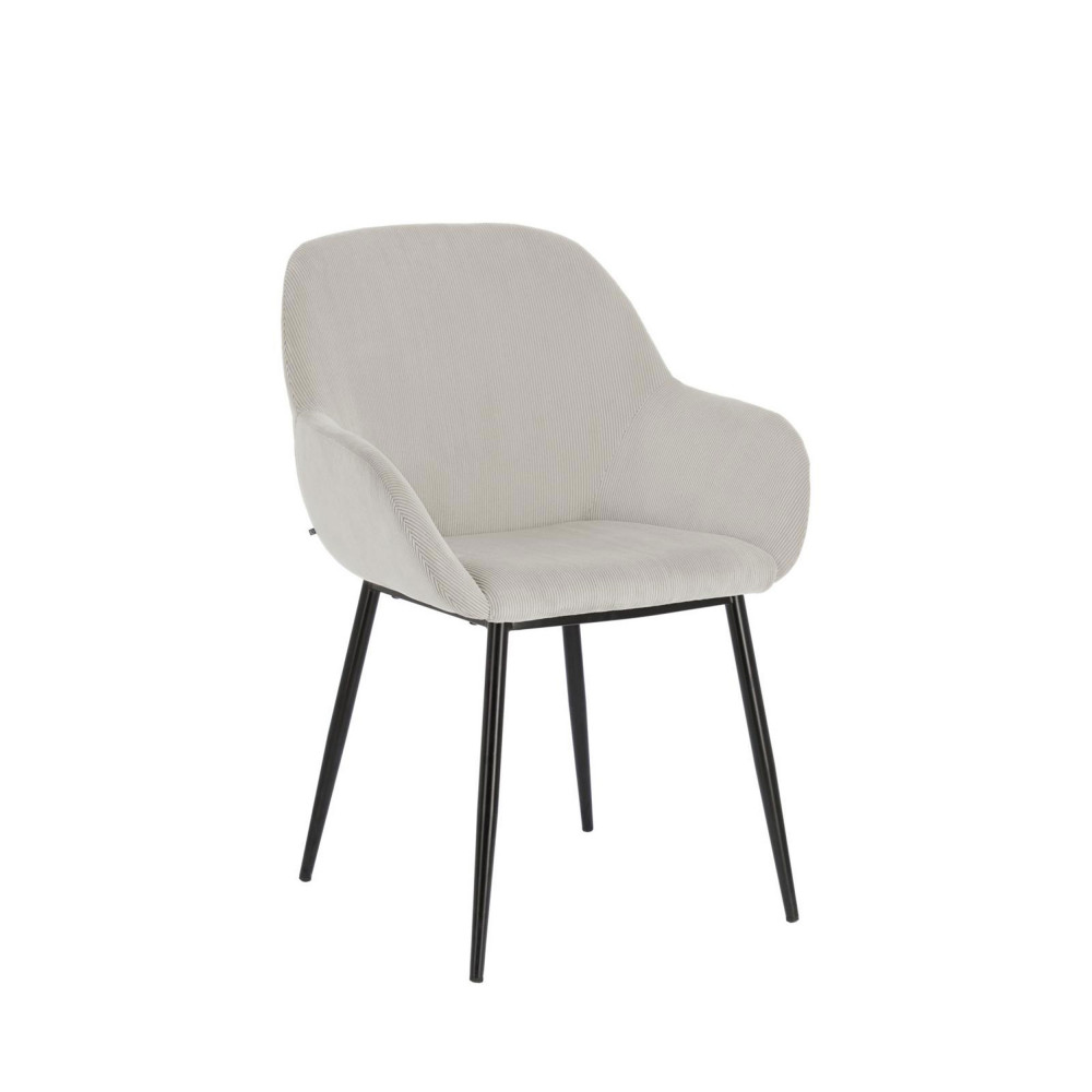 Konna - Lot de 4 fauteuils de table en velours côtelé et métal - Couleur - Gris clair