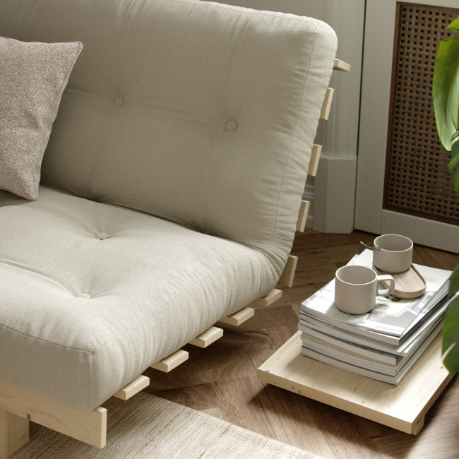 Lean – Canapé convertible en bois naturel et tissu