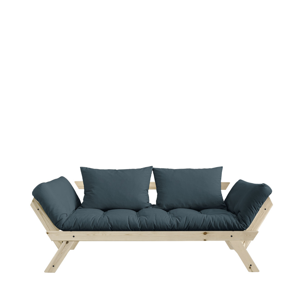 Bebop - Canapé en bois naturel et tissu - Couleur - Bleu pétrole
