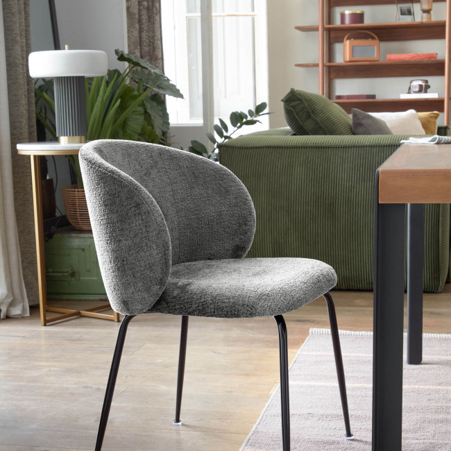 MONNA - 2 chaises en chenille et métal