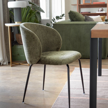 MONNA - 2 chaises en chenille et métal