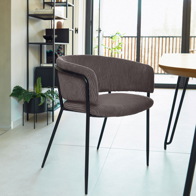 Runnie - 2 chaises en velours côtelé et métal