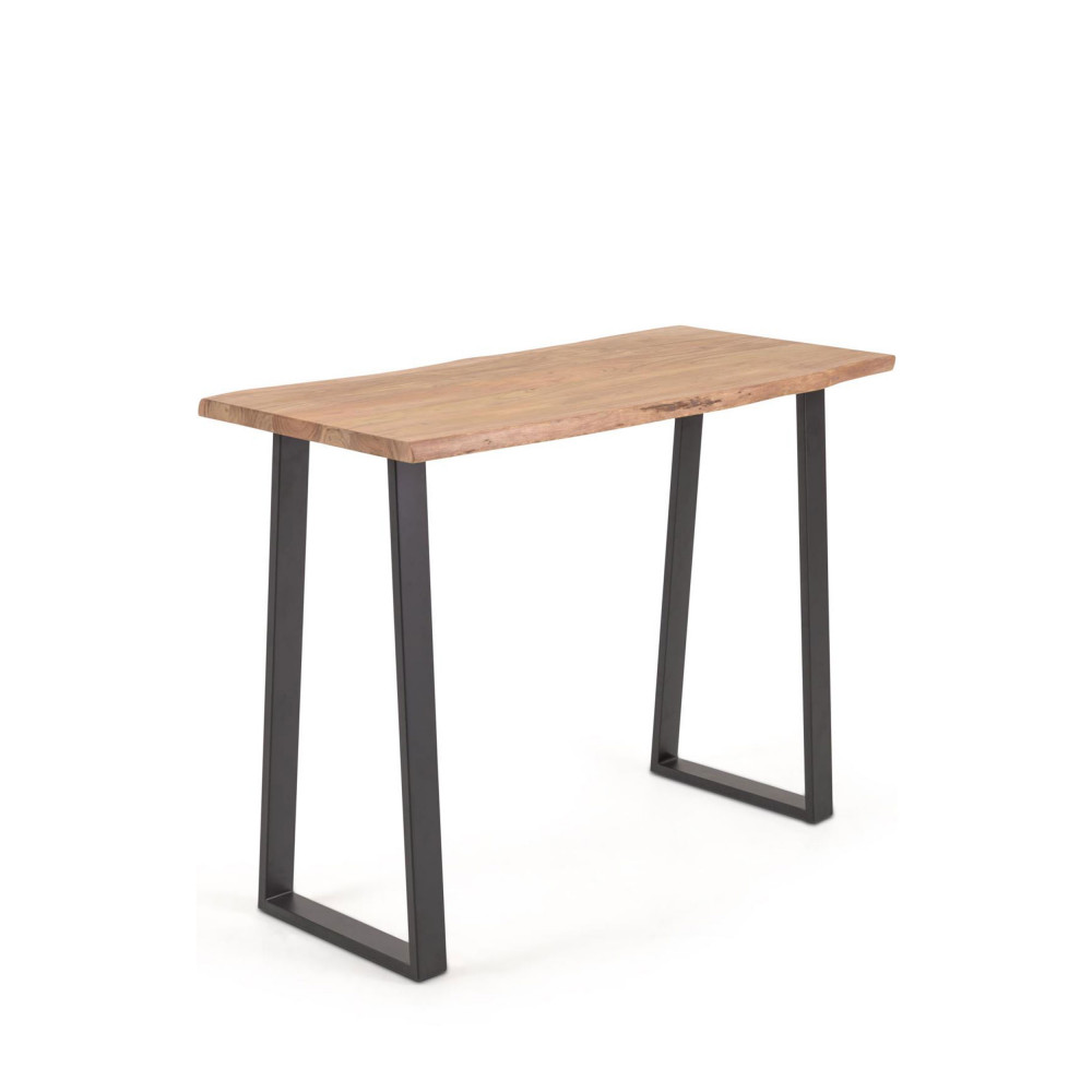Alaia - Table de bar en bois d'acacia et métal H105 cm - Couleur - Naturel