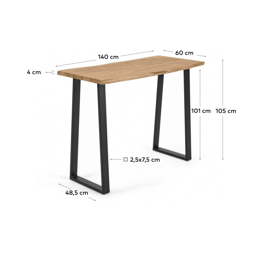 Design et contemporaine pour cette table haute en bois et métal