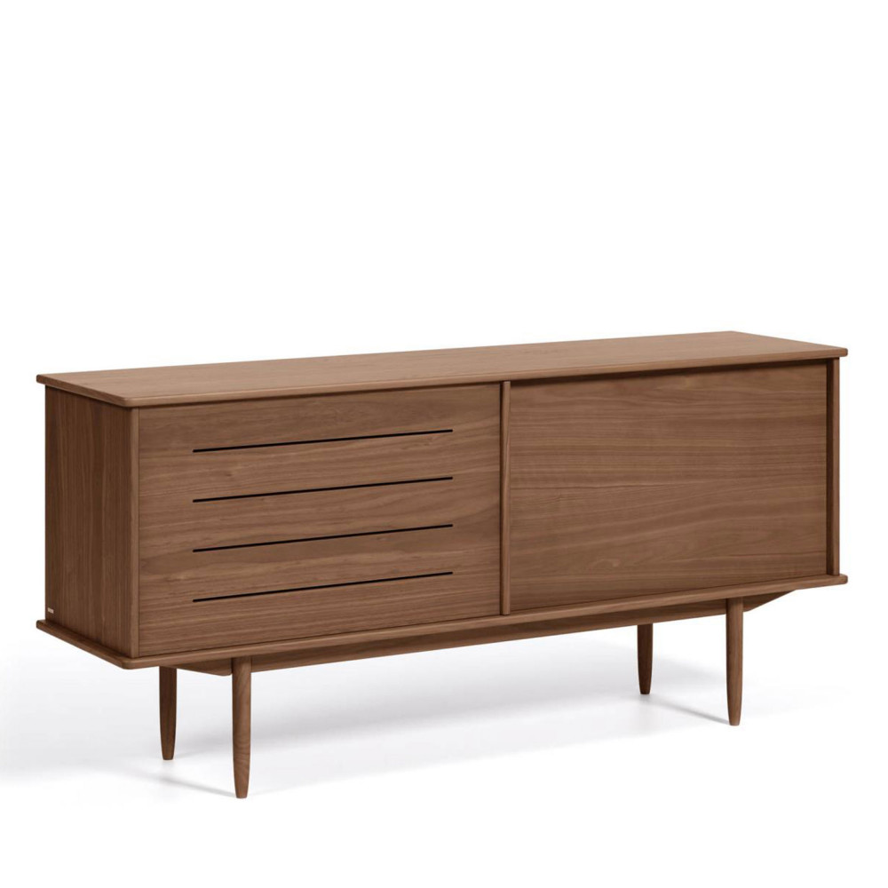 Carolin - Buffet 2 portes 1 tiroir en bois L180cm - Couleur - Bois foncé