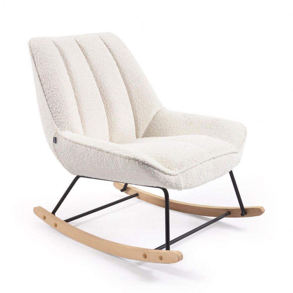 marlina - rocking-chair en bouclette - couleur - blanc