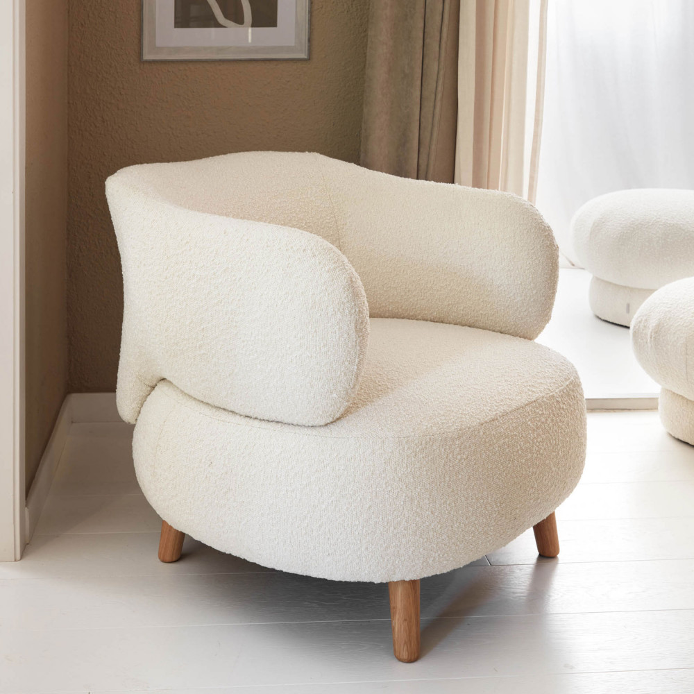 Pouf en tissu bouclette ø63cm Kave Home SARISHA Drawer