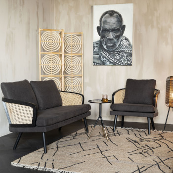Manou - Fauteuil lounge avec accoudoirs en rotin