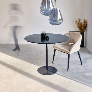 Bistro - Table de bistrot en marbre et métal ø90cm