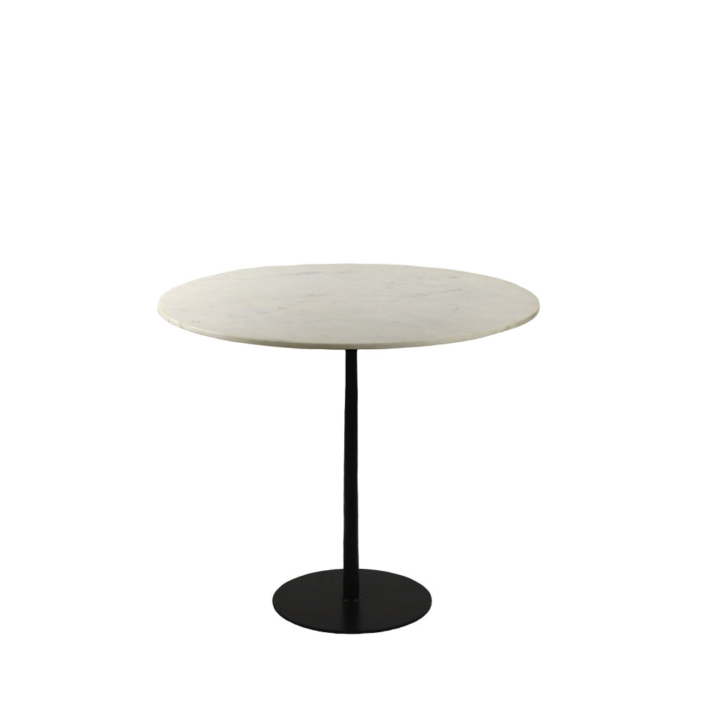 Bistro - Table de bistrot en marbre et métal ø90cm - Couleur - Blanc