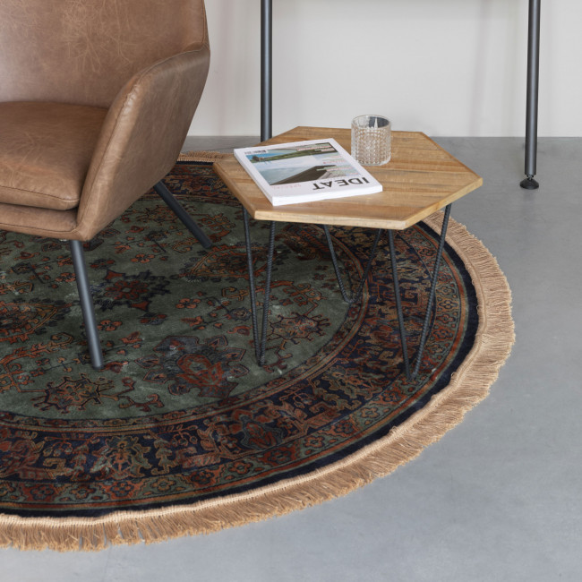 Raz - Tapis persan rouge à franges