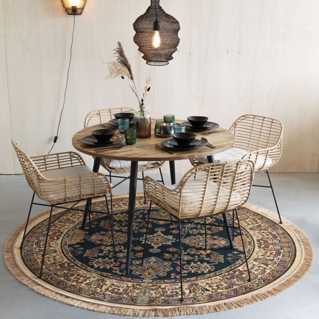 Raz - Tapis persan beige à franges