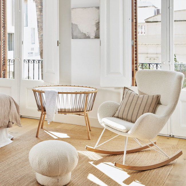Vania - Rocking-chair en bouclette et bois