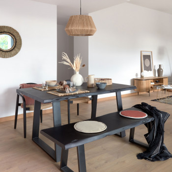 Alaia - Table à manger en bois d’acacia et métal 200x100cm