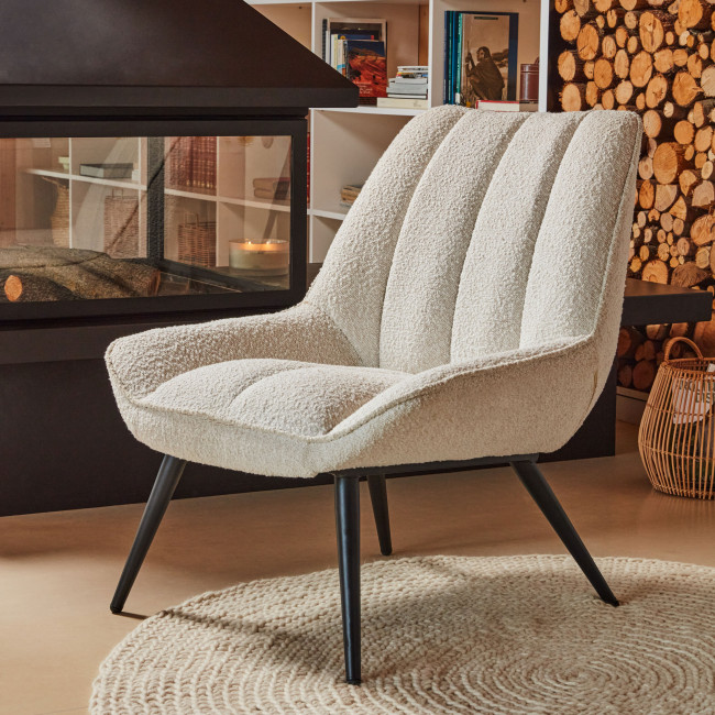 Marlina - Fauteuil en tissu bouclette et métal