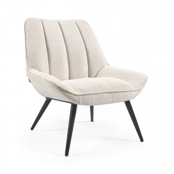 Marlina - Fauteuil en tissu bouclette et métal