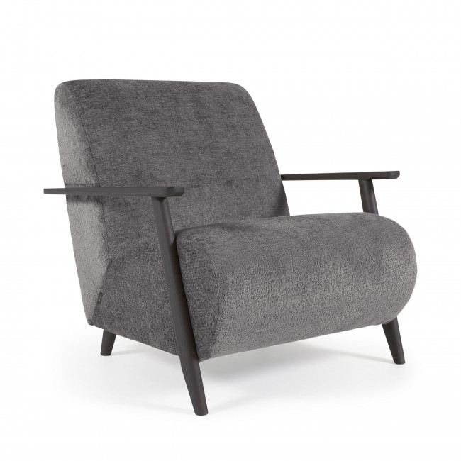 Meghan - Fauteuil en chenille et bois