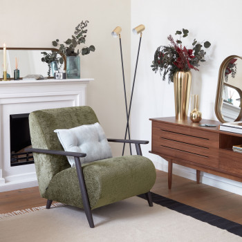 Meghan - Fauteuil en chenille et bois