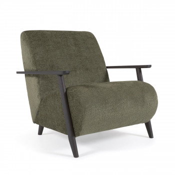 Meghan - Fauteuil en chenille et bois
