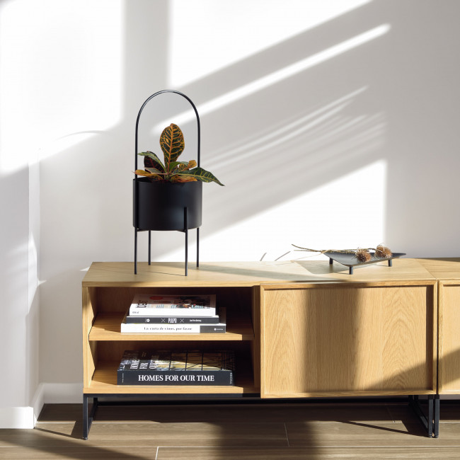 Taiana  - Meuble TV 1 porte 2 étagères en bois et métal L112cm